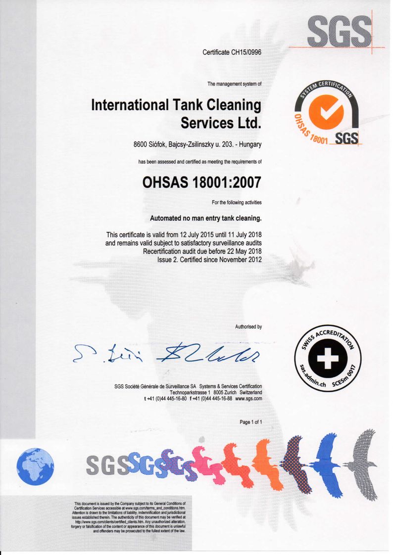 cert ITCS OHSAS 18001 eng